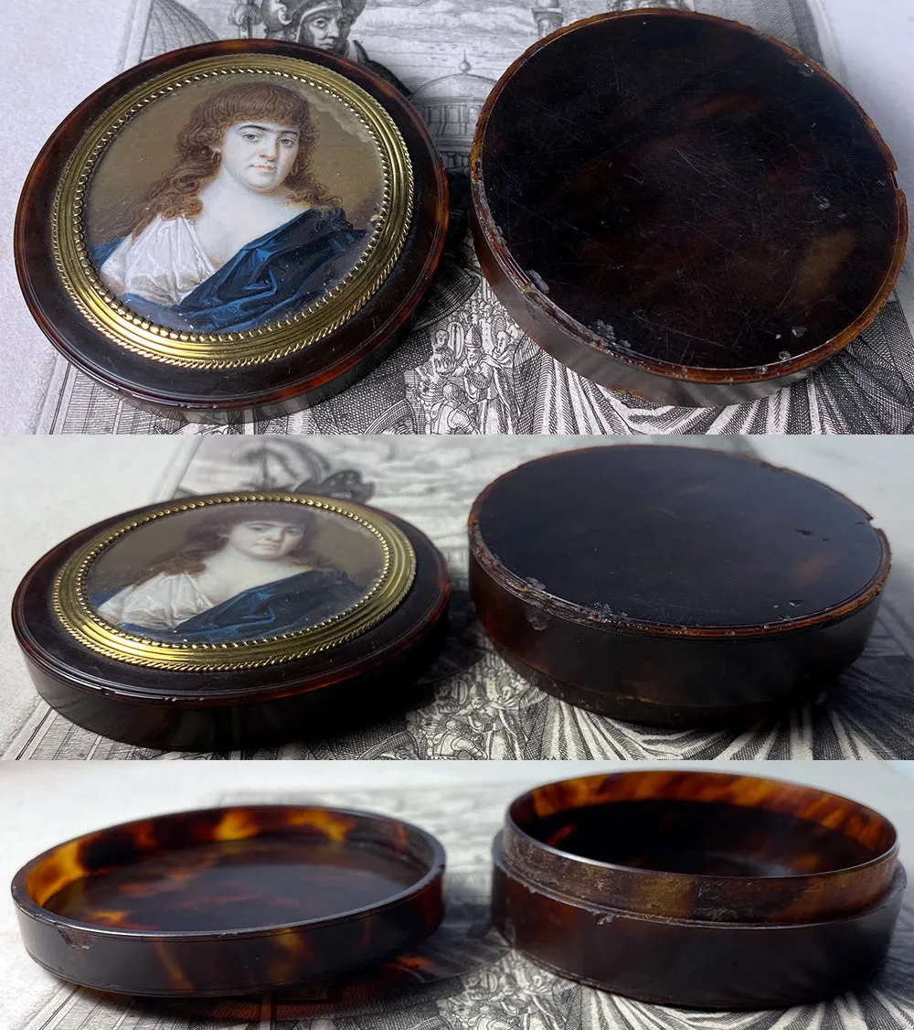 Antique 18th Century French Snuff Box, Incroyables et Merveilleuses, 18k Gold Mat, Tortoise Shell