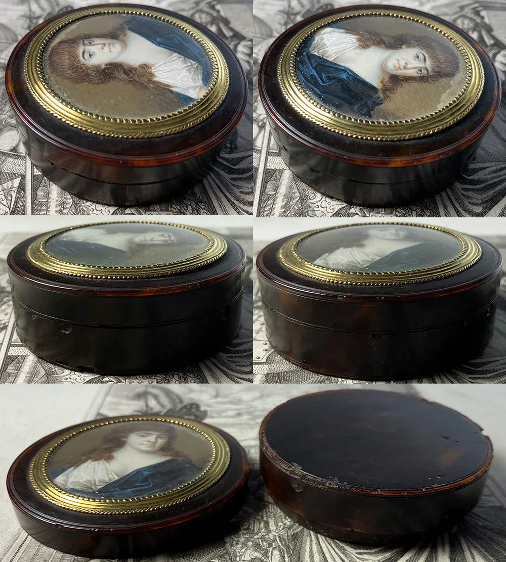 Antique 18th Century French Snuff Box, Incroyables et Merveilleuses, 18k Gold Mat, Tortoise Shell