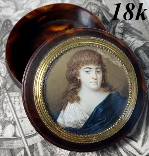 Antique 18th Century French Snuff Box, Incroyables et Merveilleuses, 18k Gold Mat, Tortoise Shell