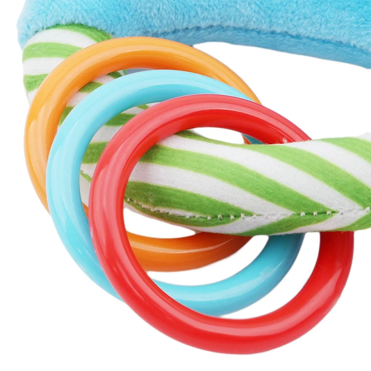Baby Moo Forest Animals Squeaker Teething Ring Handheld Rattle - Blue