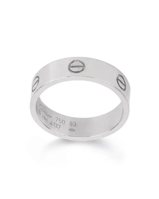 Cartier White Gold 6mm Love Ring One Size