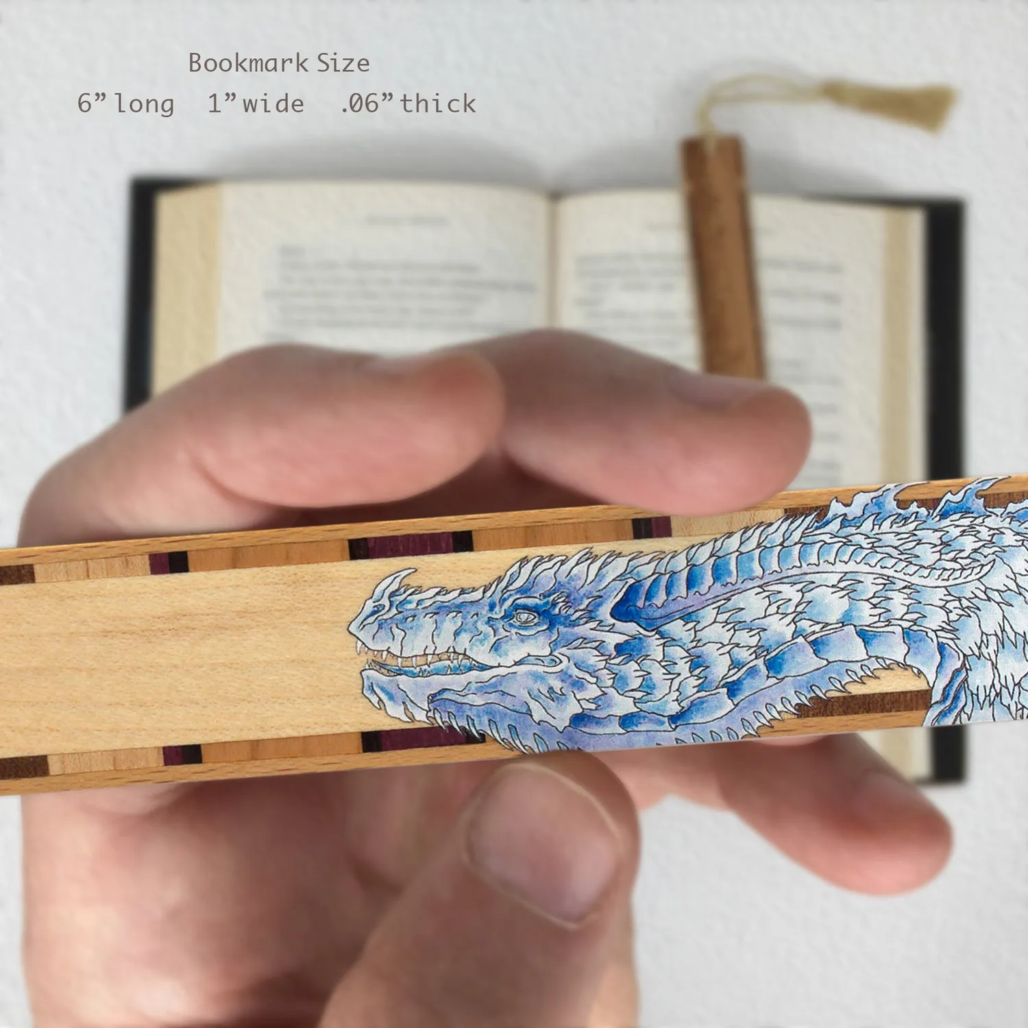 Dragon by Kathleen Barsness on Handmade Wooden Bookmark - Made in the USA
