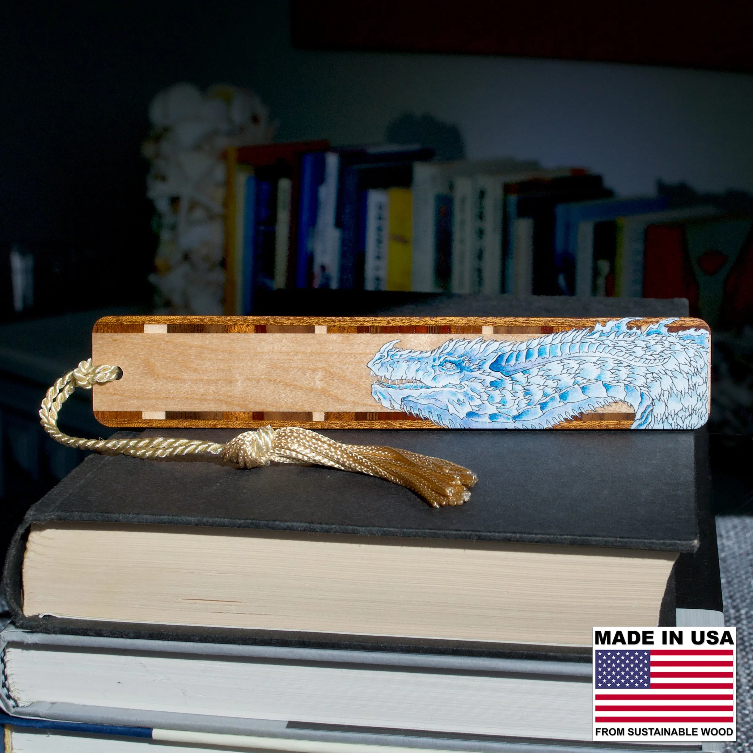 Dragon by Kathleen Barsness on Handmade Wooden Bookmark - Made in the USA