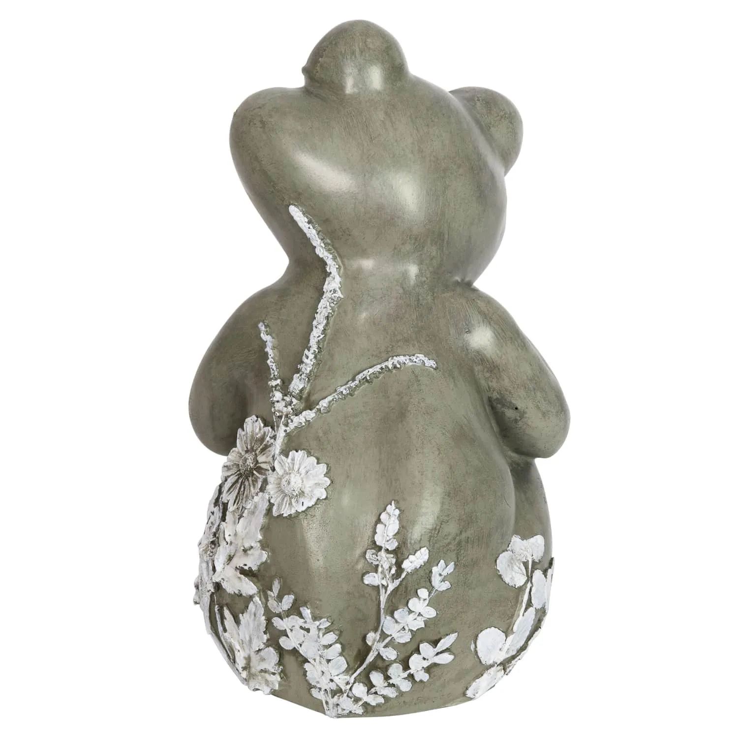 Dreamy Frog Statue with Flowers, 12 Inch
