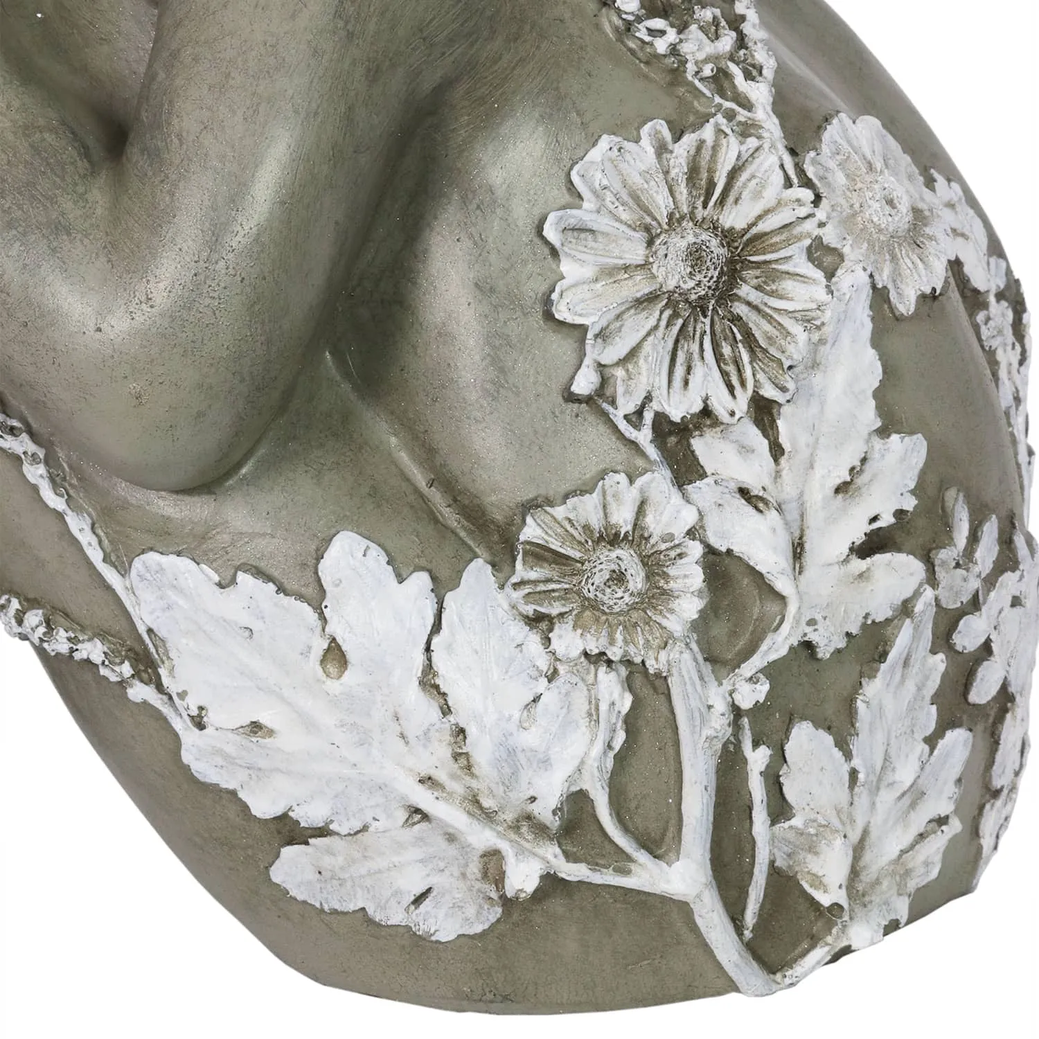 Dreamy Frog Statue with Flowers, 12 Inch