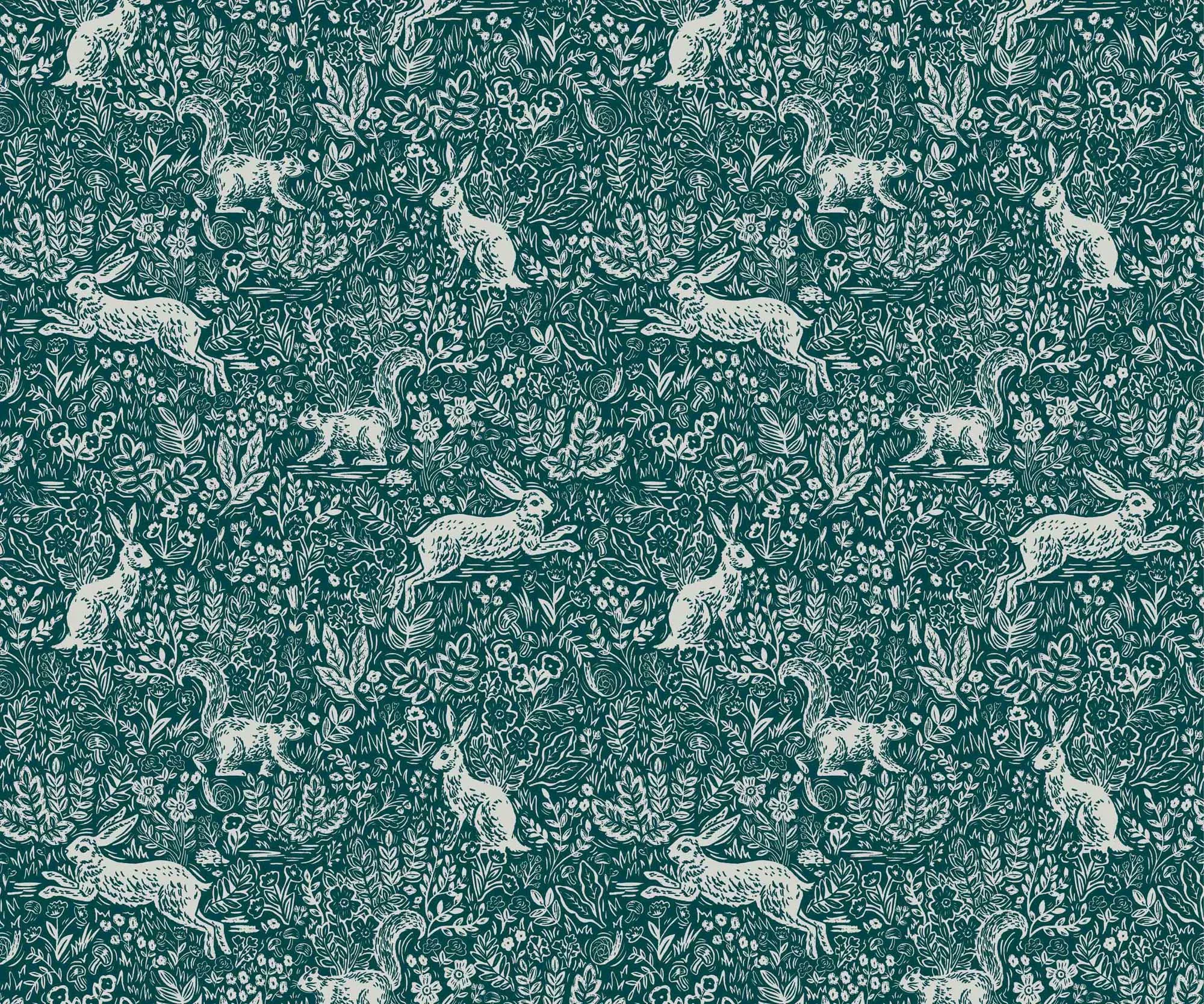 Fable Wallpaper - Emerald & Metallic Silver