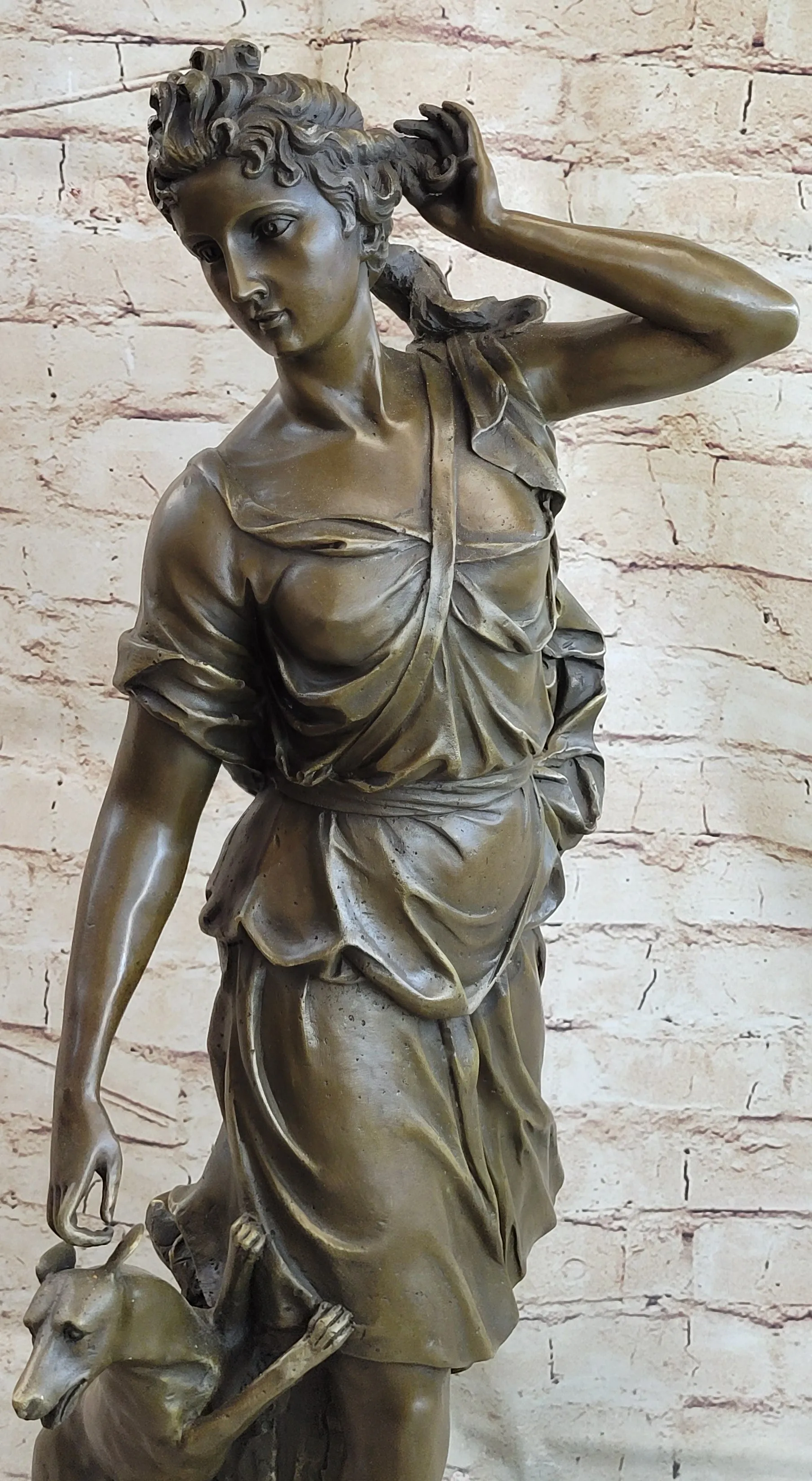 Le Faguays Goddess of Hunt Artemis Diana the Hunter Victorian Lady with Greyhound