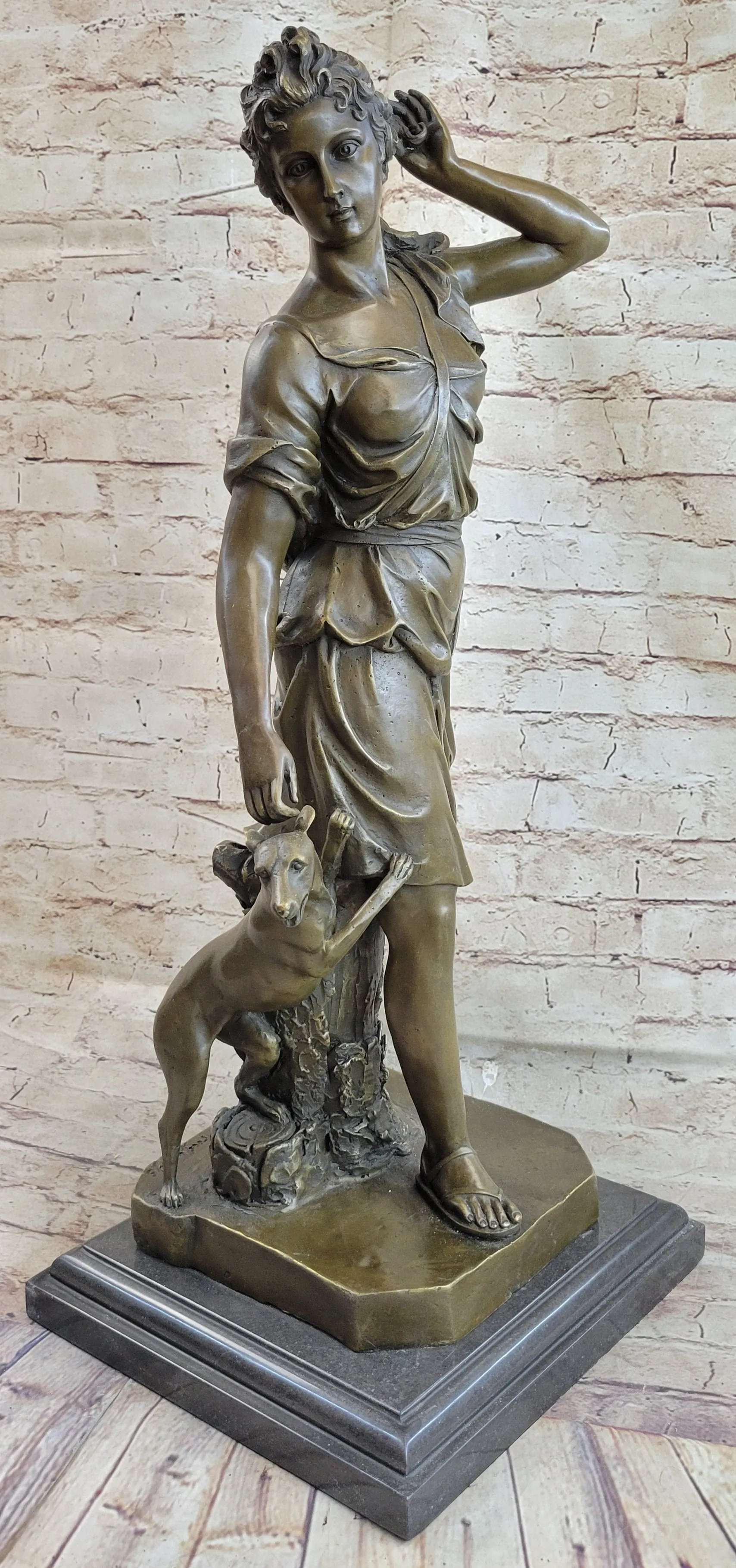 Le Faguays Goddess of Hunt Artemis Diana the Hunter Victorian Lady with Greyhound