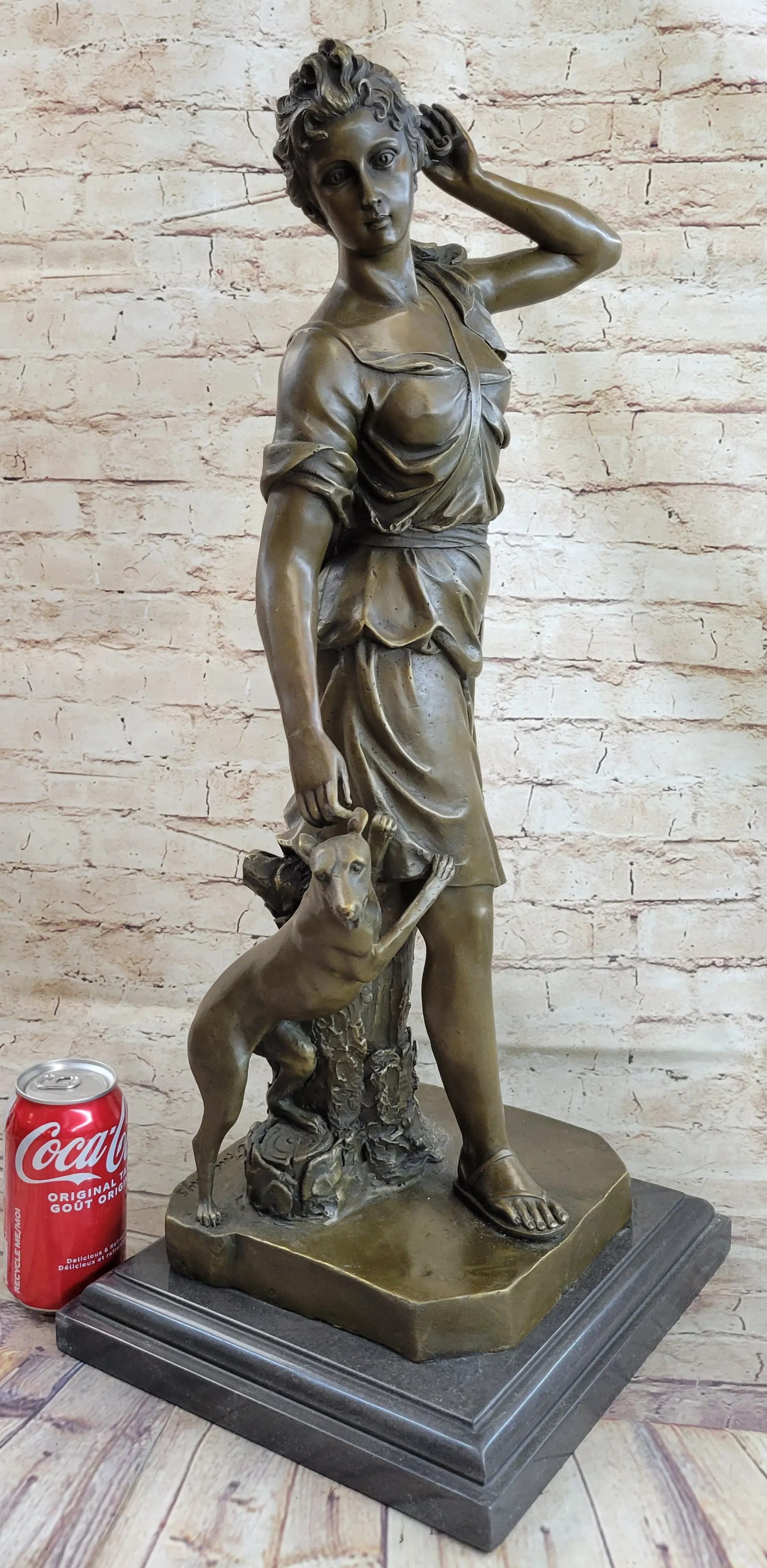 Le Faguays Goddess of Hunt Artemis Diana the Hunter Victorian Lady with Greyhound