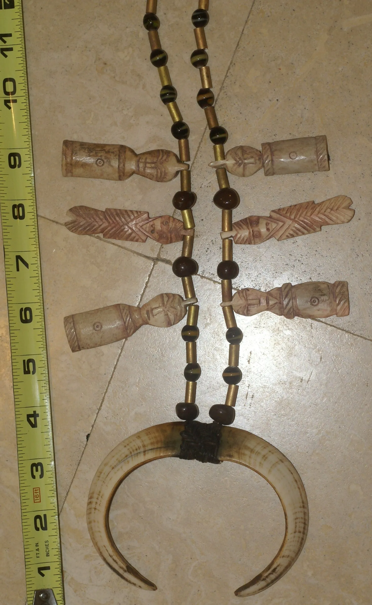 Unique “Big Man” Chief Tribal Boar Tusks & Ancestors’s Status Trophy,  Important Pectoral Ornament Worn during Initiations, also used as Currency, Bride Price, Feud Payments , collected in the late 1900’s in the Highlands Of Papua New Guinea