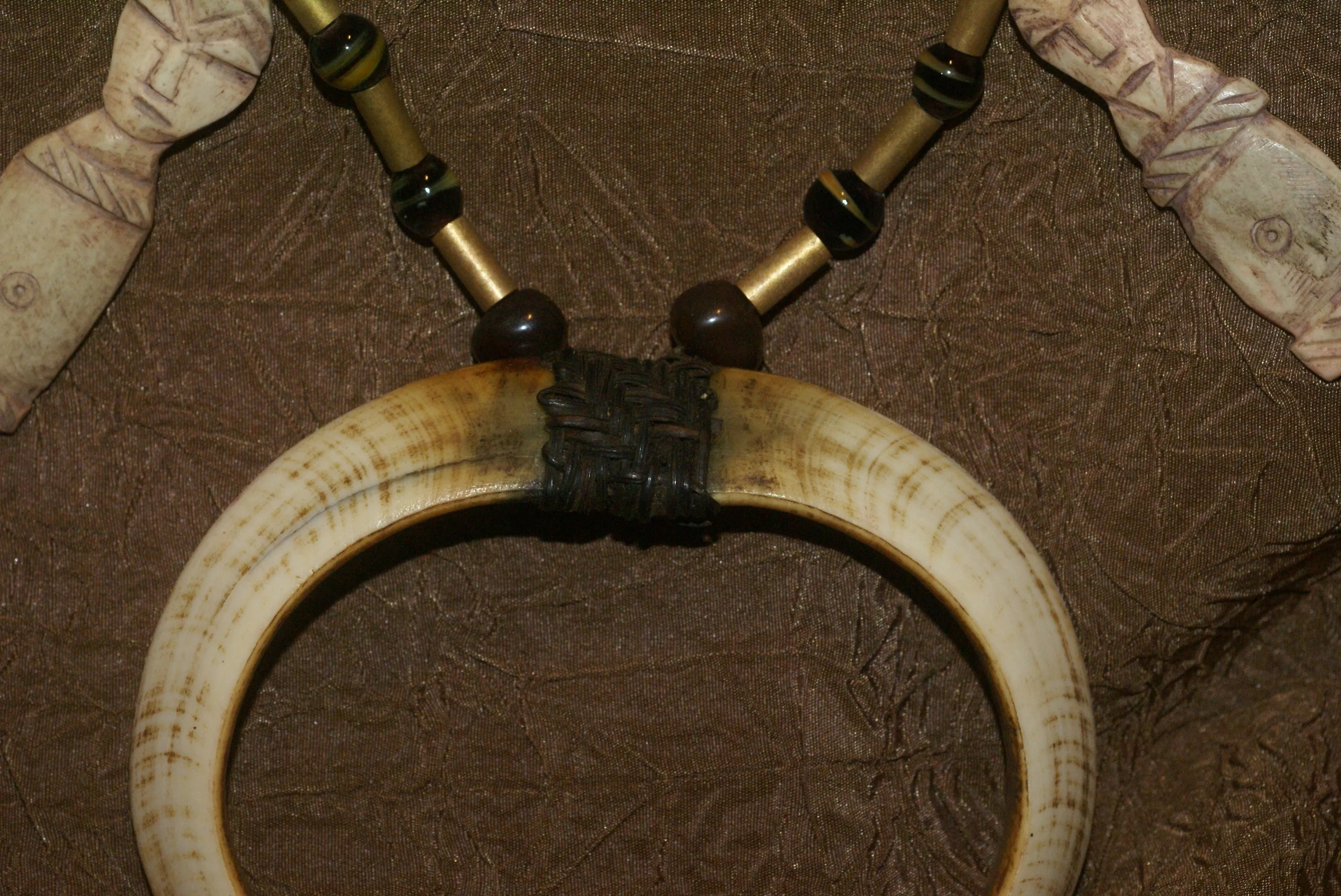 Unique “Big Man” Chief Tribal Boar Tusks & Ancestors’s Status Trophy,  Important Pectoral Ornament Worn during Initiations, also used as Currency, Bride Price, Feud Payments , collected in the late 1900’s in the Highlands Of Papua New Guinea