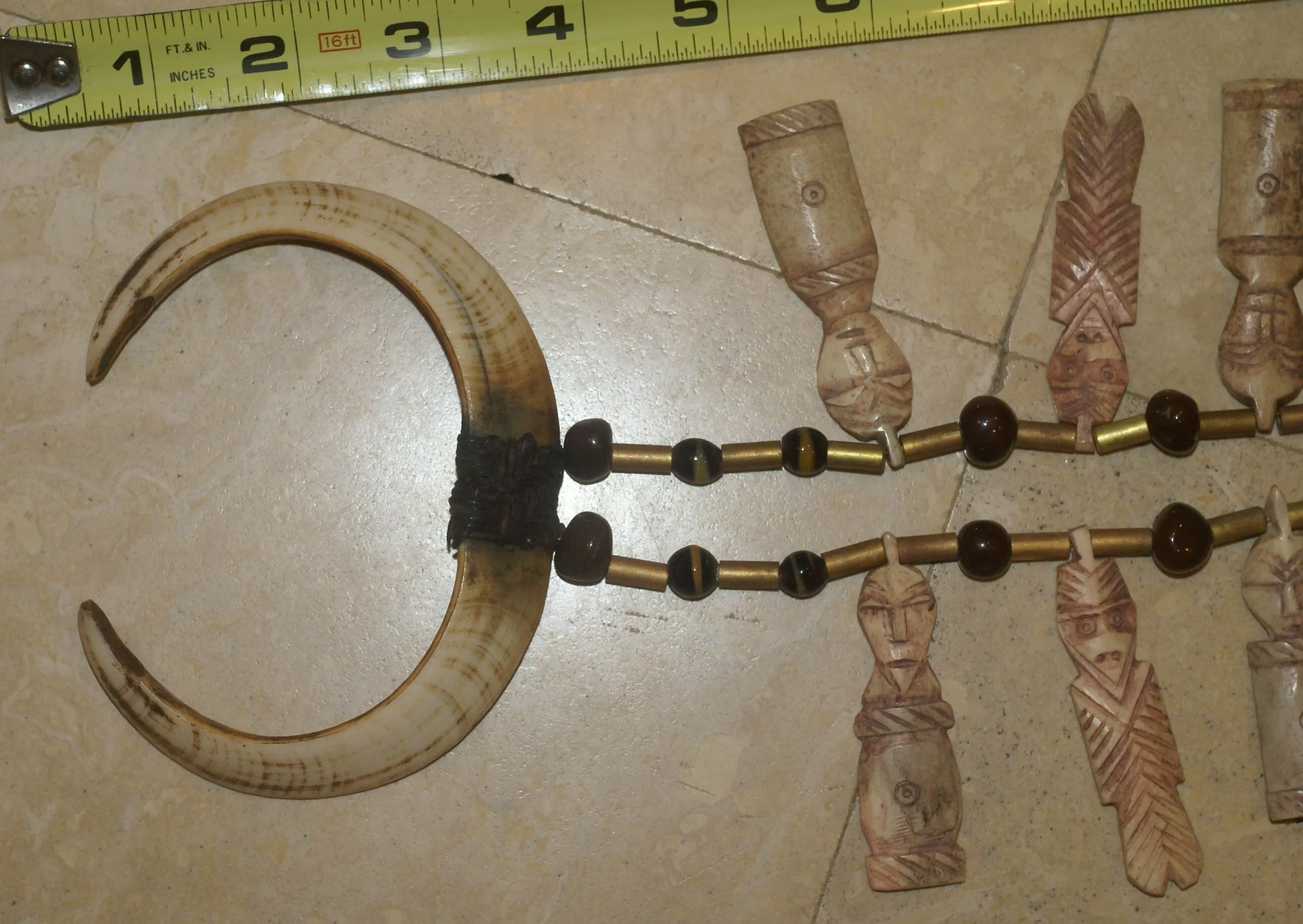 Unique “Big Man” Chief Tribal Boar Tusks & Ancestors’s Status Trophy,  Important Pectoral Ornament Worn during Initiations, also used as Currency, Bride Price, Feud Payments , collected in the late 1900’s in the Highlands Of Papua New Guinea